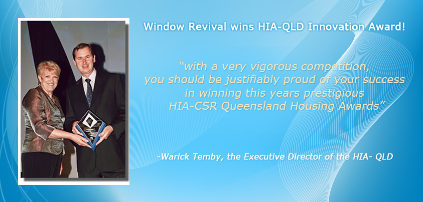 Award given to window revival for excellent service in window restoration and aluminium window painting