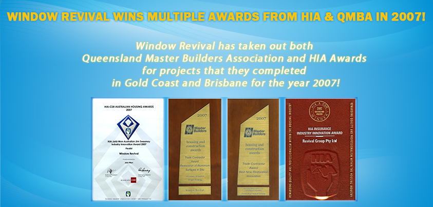 Award given to Window Revival for excellent aluminium window painting and window restoration Brisbane services.