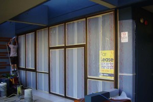 aluminium doors and window painting - commercial (Before)